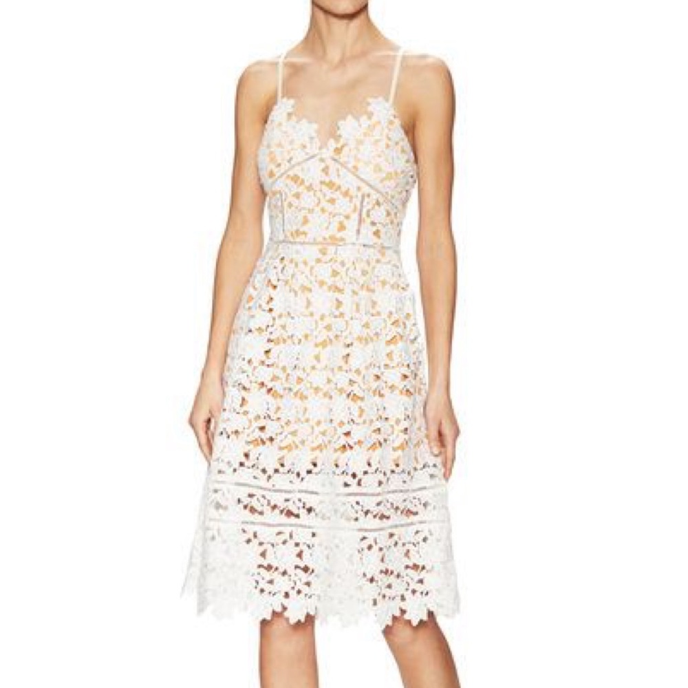 Embroidered Lace Midi Dress